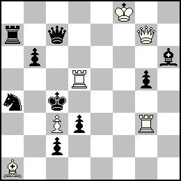 Rf8 Pc3 Dg7 Td5 Tg3 Fa1 + Rc4 Pb6 Pc2 Pd3 Pg5 Dc7 Ta7 Fh6 Ca4