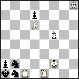 Rf2 Pd6 Pf5 Tc1 Te1 Fh8 + Ra1 Pa2 Pd7 Cb2 Cb1