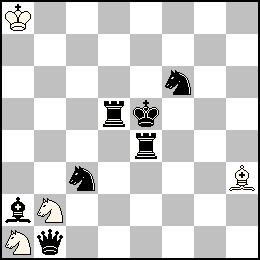 Ra8 Fh3 Ca1 Cb2 + Re5 Db1 Td5 Te4 Fa2 Cc3 Cf6