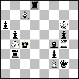 Rg6 Pf2 Tg4 Fc7 Cb4 + Rc4 Pa6 Pb5 Pf3 Pg5 Dg2 Tb3 Td8 Ff4