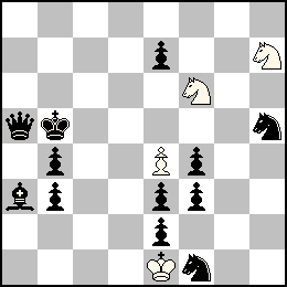 Re1 Pe4 Cf6 Ch7 + Rb5 Pb4 Pb3 Pe7 Pe3 Pe2 Pf4 Pf3 Da5 Fa3 Cf1 Ch5