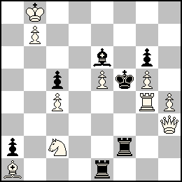 Rb8 Pb7 Pc4 Pe5 Pg5 Ph4 Dh3 Tg4 Fa1 Cc2 + Rf5 Pa2 Pc5 Pg6 Te1 Tf2 Fe6
