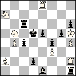 Rh5 Pb4 Pf3 Ph4 Te8 Th2 Fa2 Ca7 Cb5 + Rd5 Pc4 Pd2 Pe5 Pf4 Pg5 Ph6 Tc6 Th1 Fe1