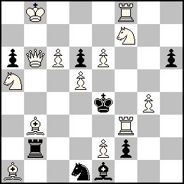 Rb8 Pc6 Pd5 Pe6 Pe2 Pg4 Db6 Tf8 Tf3 Fa1 Fb3 Ca5 Cf7 + Re4 Pa6 Pd6 Pf2 Ph6 Tb2 Fe1 Cd1