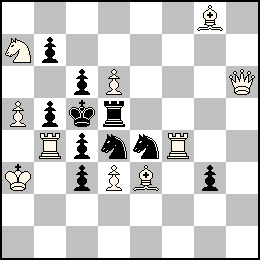 Ra3 Pa5 Pd6 Pd3 Dh6 Tb4 Tf4 Fe3 Fg8 Ca7 + Rc5 Pb7 Pb5 Pc6 Pc4 Pc3 Pg3 Td5 Cd4 Ce4