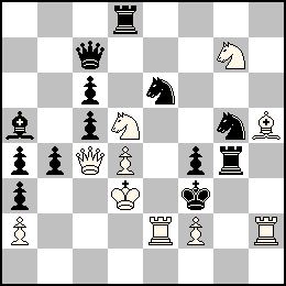 Rd3 Pa2 Pd4 Pf2 Dc4 Te2 Th2 Fh5 Cd5 Cg7 + Rf3 Pa4 Pa3 Pb4 Pc6 Pc5 Pf4 Dc7 Td8 Tg4 Fa5 Ce6 Cg5