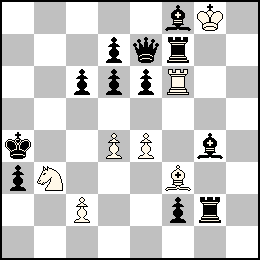 Rg8 Pc2 Pd4 Pe4 Tf6 Ff3 Cb3 + Ra4 Pa3 Pc6 Pd7 Pd6 Pe6 Pf2 De7 Tf7 Tg2 Ff8 Fg4