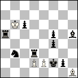 Rb6 Pd2 Pe2 Fh1 + Rf2 Pc6 Pf5 Pf4 Pg2 Ta5 Td3 Fh5 Cb3