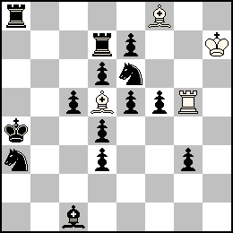 Rh7 Tg5 Fd5 Ff8 + Ra4 Pc5 Pd6 Pd4 Pd3 Pe7 Pe5 Pf5 Pg3 Ta8 Td7 Fc1 Ca3 Ce6