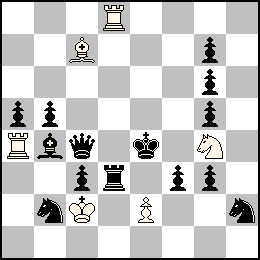 Rc2 Pe2 Ta4 Td8 Fc7 Cg4 + Re4 Pa5 Pb5 Pc3 Pf3 Pg7 Pg6 Pg5 Pg3 Dc4 Td3 Fb4 Cb2 Ch2