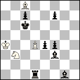 Ra4 Pd4 Fc8 Cb3 + Rc6 Pc7 Pe4 Pf7 Pf4 Td1 Ff3 Fg1