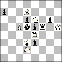Rd3 Pc5 Dh5 Te4 Fd7 Cd2 Ce6 + Rd5 Pa7 Pd6 Pe5 Pe3 Pg6 Tf5