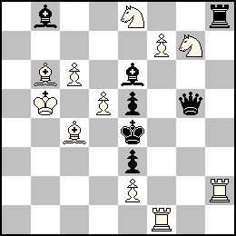 Rb5 Pc6 Pd5 Pe2 Pf7 Tf1 Th2 Fb6 Fc4 Ce8 Cg7 + Re4 Pe5 Pe3 Dg5 Th8 Fb8 Fe6