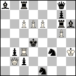 Rh3 Pc6 Pd6 Pe6 Pg5 Db2 Tc3 + Rd4 Pb3 Pc2 Pg7 Dg8 Tc8 Tg6 Fa8 Fh6 Ce1 Cf3