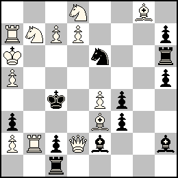 Ra6 Pa5 Pa2 Pc7 Pd7 Pe4 Dd2 Ta7 Tb2 Fe3 Fg8 Cb7 Cd8 + Rc4 Pa3 Pc2 Pf4 Pf3 Ph7 Ph5 Tc1 Th6 Fe2 Fh2 Ce6