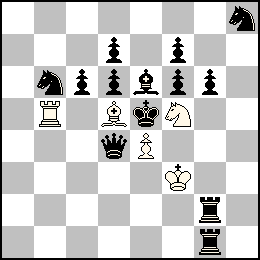 Rf3 Pe4 Tb5 Fd5 Cf5 + Re5 Pc6 Pd7 Pd6 Pf7 Pf6 Pg6 Dd4 Tg2 Tg1 Fe6 Cb6 Ch8