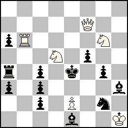 Rh1 Pe2 Df7 Tb6 Cd5 Cg6 + Re4 Pa6 Pa3 Pc4 Pc3 Pc2 Pf5 Pg4 Ta4 Fe1 Fh3 Cg2
