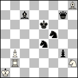 Ra1 Pb3 Tb2 Fh8 Ch2 + Re6 Pg3 Dg7 Fc7 Ce4 Cf5