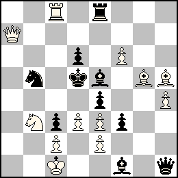 Rc1 Pc2 Pd3 Pe3 Pe2 Pf6 Ph4 Da7 Tc8 Fg5 Fh5 Cb3 + Rd5 Pc3 Pd6 Pe4 Pf3 Dh1 Te8 Fe5 Ff1 Cb5