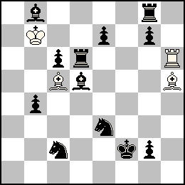 Rb7 Th6 Fc5 Fh5 + Rf2 Pb4 Pc6 Pe7 Pg7 Pg2 Td6 Tg8 Fb8 Fd5 Cc2 Ce3