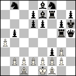 Re1 Pa4 Pb2 Pc2 Pd2 Pe2 Pf2 Pg3 Pg2 Fc1 Ff1 + Rh6 Pb5 Pd7 Pd6 Pe6 Pf3 Pg6 Ph7 Dh5 Tf7 Tg5 Fe8 Fe7 Cb8 Cf8