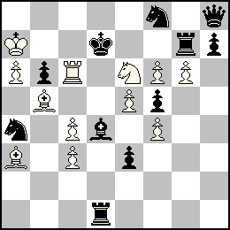 Ra7 Pa6 Pc4 Pc3 Pe5 Pf6 Pf4 Pg6 Tc6 Fa3 Fb5 Ce6 + Rd7 Pb6 Pe3 Pf5 Ph7 Dh8 Td1 Tg7 Fd4 Ca4 Cf8