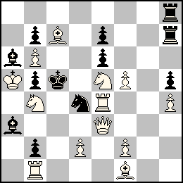 Ra5 Pb6 Pd2 Pf5 Pf2 Ph4 De3 Tb1 Te4 Fc7 Ff1 Cb4 Ce5 + Rc5 Pb7 Pb5 Pb2 Pe7 Pe6 Ph5 Th8 Th7 Fa6 Fa3 Cd4