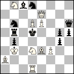 Rb3 Pd6 Pe6 Pf3 De7 Td1 Fa2 Fe3 Cb8 Cd3 + Rd5 Pb4 Pg5 Pg4 Ph5 Dh6 Tb5 Fc8 Cb6 Cd8