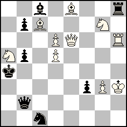Rh3 Pd6 Pd5 Pg3 De6 Th6 Fc7 Fe8 Ca5 Cg7 + Ra4 Pb7 Pb5 Pf3 Db2 Th8 Fc8 Cc1