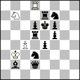 Rb3 Pc4 Td8 Cb7 + Re6 Pd6 Pe4 Pf6 Pf5 Dd2 Td5 Te7 Fb2 Cd3 Cf7