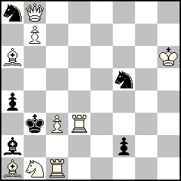 Rh6 Pb7 Pc3 Db8 Tc1 Td3 Fa6 Fa1 Cb1 + Rb3 Pa4 Pf2 Fa2 Ca8 Cf5