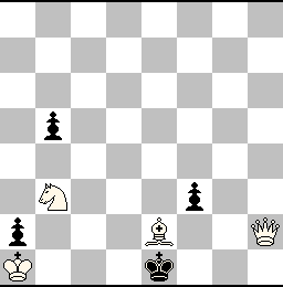 Ra1 Dh2 Fe2 Cb3 + Re1 Pa2 Pb5 Pf3