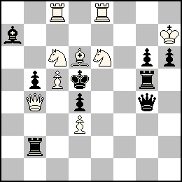 Rh7 Pc5 Pd3 Db4 Tc8 Te8 Fd6 Cc6 Ce6 + Rd5 Pb5 Pd4 Pg6 Ph6 Dg4 Tb2 Tg5 Fa7