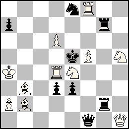 Ra4 Pa2 Pd6 Pf5 Dh1 Td4 Tf8 Fb3 Fb2 Ce4 Ch5 + Re5 Pa7 Pd3 Pe3 Df1 Tg7 Tg2 Ce8