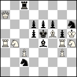 Rh5 Pc3 Pg3 Da7 Ta4 Tg4 Ff5 Cb4 Ch4 + Re5 Pd6 Pd5 Pe6 Pf6 Pg5 Tc8 Fe4 Cc2 Ch6