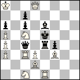 Ra8 Pa5 Pa4 Pa3 Pd3 Dd8 Tc3 Te1 Fd2 Ff3 Cc5 Cc1 + Re5 Pa6 Pc7 Pc6 Pf4 Dc4 Te4 Fe6