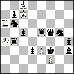 Rc7 Pe3 Pf2 Da4 Ta6 Fc8 + Rf3 Pb7 Pc5 Pd3 Ph4 Df5 Tb4 Te5 Fh3 Cb6 Cg5