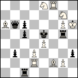 Rh6 Pd3 Pe4 Pg6 Pg2 Td2 Tf8 Fa6 Ff2 Ce8 Cg7 + Re5 Pb3 Pc6 Pc5 Ph3 Db6 Tc1 Tg5