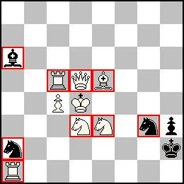 Rd4 Pc4 Dd5 Ta1 Tc5 Fe5 Cd3 Ce3 + Rh2 Ph3 Fa6 Ca2 Cg3