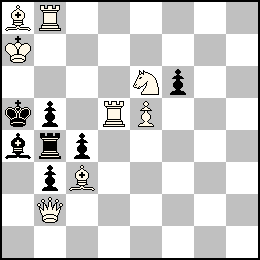 Ra7 Pe5 Db2 Tb8 Td5 Fa8 Fc3 Ce6 + Ra5 Pb5 Pb3 Pc4 Pf6 Tb4 Fa4