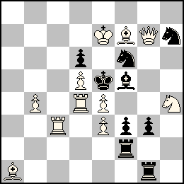 Re7 Pb4 Pd5 Pe4 Pe3 Dg7 Tc3 Td4 Fa1 Ff7 Ch4 + Re5 Pd6 Pf3 Pg3 Tf2 Tg1 Ff5 Cf6 Ch7