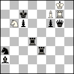 Rg8 Pf7 Tg7 Cb6 + Rc7 Pc6 Pf6 Dg6 Td4 Te3 Fa2 Ca3