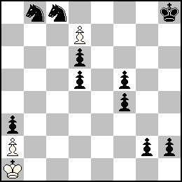Ra1 Pa2 Pd7 + Rh8 Pa3 Pd6 Pd5 Pf5 Pf4 Pg2 Ph2 Cb8 Cc8