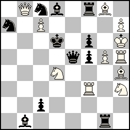 Rh6 Pc7 Pg5 Ph7 Db8 Tf3 Th5 Fg8 Fh4 Cd4 Ch3 + Rd6 Pc2 Pf6 Pf5 De5 Tf8 Tg1 Fb1 Fd8 Ca7 Cc8