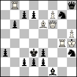 Rh4 Pf7 Ph5 Df6 Tb8 Tg4 Fe6 + Rd3 Pa3 Pb6 Pc7 Pc2 Pd7 Pd2 Pe3 Pe2 Dh8 Ff1 Cg7 Ch3