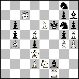 Rd3 Pd5 Pd2 Pe6 Pg4 Ph5 Ph4 Dc7 Tf1 Fb4 Ce2 + Rf6 Pb6 Pb5 Pd4 Pg7 Pg5 Ph6 Ff2 Fh7 Cg8 Cg6