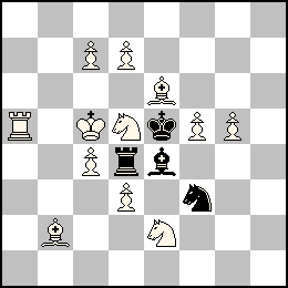 Rc5 Pc7 Pc4 Pd7 Pd3 Pf5 Pg5 Ta5 Fb2 Fe6 Cd5 Ce2 + Re5 Td4 Fe4 Cf3