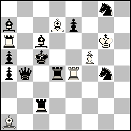 Rg6 Pf5 Ta6 Te4 Fa1 Fd7 + Rc5 Pa5 Pa4 Pe7 Db4 Tc2 Td4 Fa7 Fc6 Cg8 Cg4