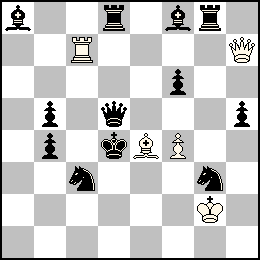 Rg2 Pf4 Dh7 Tc7 Fe4 + Rd4 Pb5 Pb4 Pf6 Ph5 Dd5 Td8 Tg8 Fa8 Ff8 Cc3 Cg3