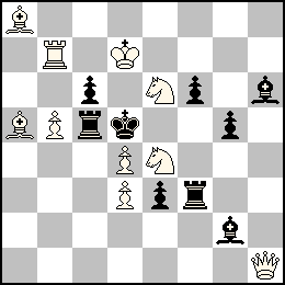 Rd7 Pb5 Pd4 Pd3 Dh1 Tb7 Fa8 Fa5 Ce6 Ce4 + Rd5 Pc6 Pe3 Pf6 Pg5 Tc5 Tf3 Fg2 Fh6